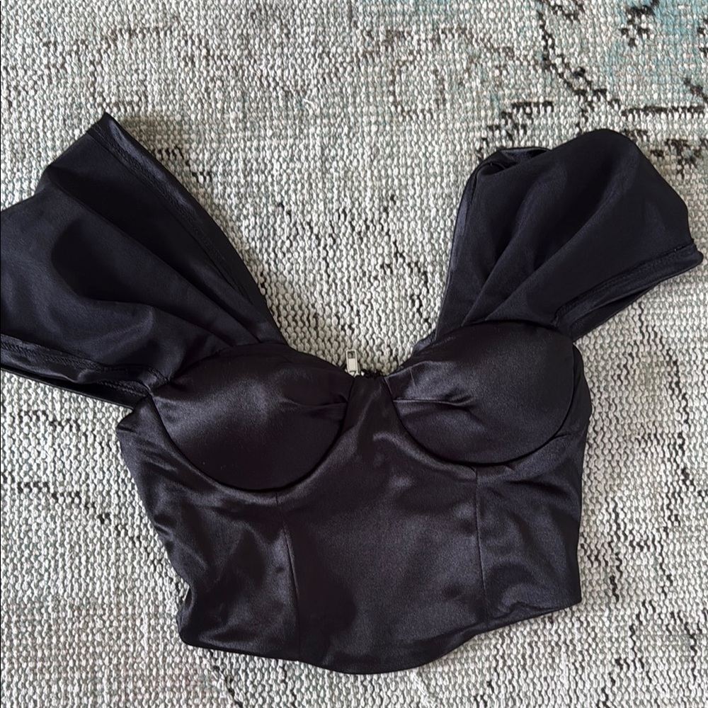 Princess Polly Black Satin Top